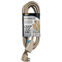 PowerZone OR681512 Extension Cord, SPT-3, Vinyl, Beige, For: Air conditioner and Appliances