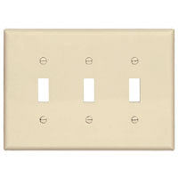 EATON PJ3LA Switch Wallplate, 4.87 in L, 6-3/4 in W, 3 -Gang, Polycarbonate, Light Almond, High-Gloss