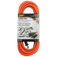 PowerZone OR481625 Outdoor Extension Cord, 16 AWG Wire, 25 ft L, Orange Sheath