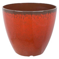 Landscapers Select PT-S023 Planter, 12 in Dia, Round, Resin, Red, Mocha Drip