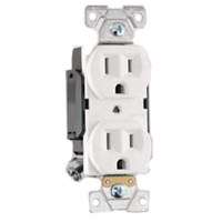 Eaton Cooper Wiring AH5252 AH5252W Duplex Receptacle, 2 -Pole, 15 A, 125 V, Back, Side Wiring, NEMA: 5-15R, White