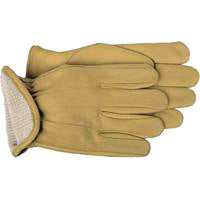 BOSS 6133J Driver Gloves, XL, Keystone Thumb, Open, Shirred Elastic Back Cuff, Cowhide Leather, Gold