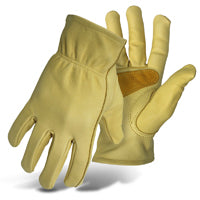 BOSS 6039M Driver Gloves with Palm Patch, M, Keystone Thumb, Elastic Cuff, Cowhide Leather, Tan