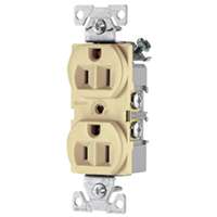 Eaton Wiring Devices TRBR15V-BXSP Duplex Receptacle, 2 -Pole, 15 A, 125 V, Back, Side Wiring, NEMA: 5-15R, Ivory