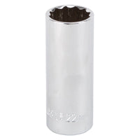 Vulcan MT6528983 Drive Socket, 22 mm Socket, 1/2 in Drive, 12-Point, Chrome Vanadium Steel, Chrome