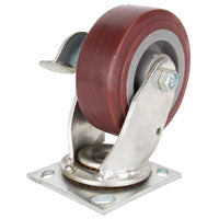 ProSource JC-P04 Swivel Caster, 5 in Dia Wheel, 2 in W Wheel, PU Wheel, Gray, 450 lb, Steel Housing Material