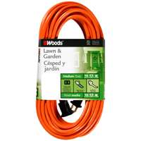 Woods 0722 Extension Cord, 16 AWG Cable, 25 ft L, 13 A, 125 V, Orange