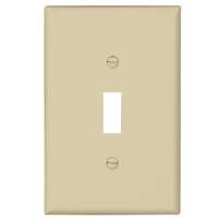 Eaton Wiring Devices PJ1V-10-L Switch Wallplate, 4.87 in L, 3.13 in W, 1 -Gang, Polycarbonate, Ivory, Smooth