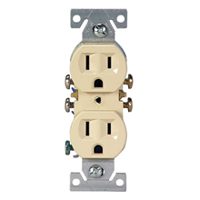 Eaton Wiring Devices C270V Duplex Receptacle, 2 -Pole, 15 A, 125 V, Push-in, Side Wiring, NEMA: 5-15R, Ivory