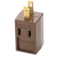 Eaton Wiring Devices BP4400B Outlet Tap, 2 -Pole, 15 A, 125 V, 3 -Outlet, NEMA: NEMA 1-15R, Brown