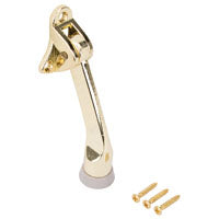 ProSource CL-230BB-PS Door Holder, 5-3/8 in L, 1-5/8 in W, 2 in H, Attaches to Door Mounting, Rubber/Zinc, Brass