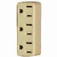 Eaton Wiring Devices 1147V-BOX Outlet Adapter, 2 -Pole, 15 A, 125 V, 3 -Outlet, NEMA: NEMA 5-15R, Ivory