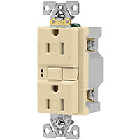 Eaton Wiring Devices TRSGF15V GFCI Duplex Receptacle, 2 -Pole, 15 A, 125 V, Back, Side Wiring, NEMA: 5-15R, Ivory