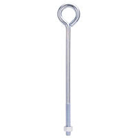 ProSource LR291 Eye Bolt, 12.4 mm Thread, Machine Thread, 3 in L Thread, 2-1/8 in Dia Eye, 461 lb Working Load, Steel