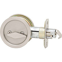 Kwikset 335 15 RND Pocket Door Lock, Satin Nickel, 2-3/8 in Backset