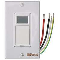 Woods 59018 Digital Timer, 15 A, 125 V, 1875 W, 7 days Time Setting, 7 On/Off Cycles Per Day Cycle, White