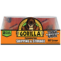 Gorilla 6030402 Packaging Tape, 60 yd L, 2.83 in W, Crystal Clear