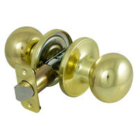 ProSource T9730BRA4V Knob Lockset, Knob Handle, Metal, Polished Brass, 2-3/8 to 2-3/4 in Backset, 44 x 57 mm Strike