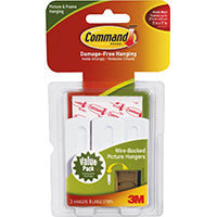 Command 17043 Picture Hanger, 5 lb, Plastic, White, Adhesive Strip Mounting