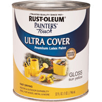 RUST-OLEUM PAINTER'S Touch 1945502 Brush-On Paint, Gloss, Sun Yellow, 1 qt Can