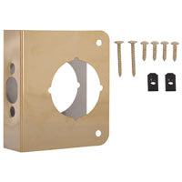 ProSource HSH-042SBP-PS Door Reinforcer, 2-3/8 in Backset, 1-3/8 in Thick Door, Steel, Brass, 4-1/2 in H, 4 in W