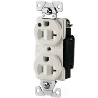 Eaton Wiring Devices AH8300W Duplex Receptacle, 2 -Pole, 20 A, 125 V, Back, Side Wiring, NEMA: 5-20R, White