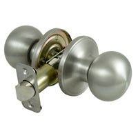 ProSource T9630BRA4V Knob Lockset, Knob Handle, Metal, Stainless Steel, 2-3/8 to 2-3/4 in Backset, 44 x 57 mm Strike