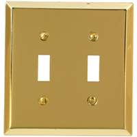 Amerelle 163TTBR Wallplate, 4-15/16 in L, 4-9/16 in W, 2 -Gang, Steel, Polished Brass