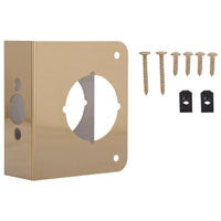 ProSource HSH-044SBP-PS Door Reinforcer, 2-3/8 in Backset, 1-3/4 in Thick Door, Steel, Brass, 4-1/2 in H, 4 in W