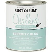 RUST-OLEUM Chalked 285139 Chalked Paint, Ultra Matte, Serenity Blue, 30 oz, Quart