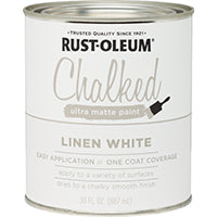 RUST-OLEUM Chalked 285140 Chalked Paint, Ultra Matte, Linen White, 30 oz, Quart