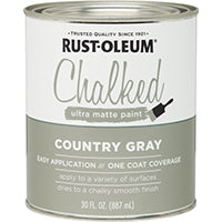 RUST-OLEUM Chalked 285141 Chalked Paint, Ultra Matte, Country Gray, 30 oz, Quart