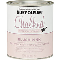 RUST-OLEUM Chalked 285142 Chalked Paint, Ultra Matte, Blush Pink, 30 oz, Quart