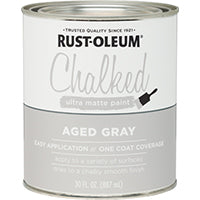 RUST-OLEUM Chalked 285143 Chalked Paint, Ultra Matte, Aged Gray, 30 oz, Quart