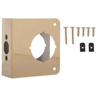 ProSource HSH-046SBP-PS Door Reinforcer, 2-3/4 in Backset, 1-3/4 in Thick Door, Steel, Brass, 4-1/2 in H, 4-1/4 in W