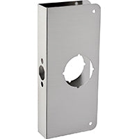 ProSource HSH-048SBN-PS Door Reinforcer, 2-3/8 in Backset, 1-3/8 in Thick Door, Steel, Satin Nickel, 9 in H, 4 in W