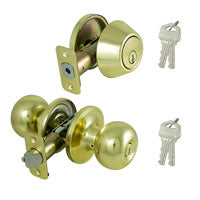 ProSource Deadbolt and Entry Lockset, 3 Grade, Ball Handle, Keyed Alike Key, Brass, Polished Brass