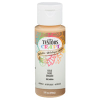 TESTORS 292496A Craft Paint, Metallic, Gold, 2 oz, Bottle