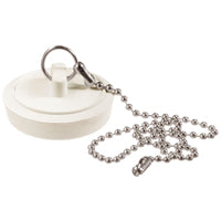 Plumb Pak PP820-7 Drain Stopper with Chain, Rubber, White, For: 1 to 1-3/4 in Sink