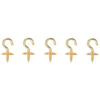 ProSource Cup Hook, 3/16 in Opening, 2.5 mm Thread, 3/4 in L, Brass, Brass