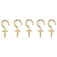 ProSource Cup Hook, 5/16 in Opening, 3 mm Thread, 1-1/8 in L, Brass, Brass