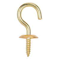 ProSource Cup Hook, 5/16 in Opening, 3 mm Thread, 1-1/8 in L, Brass, Brass