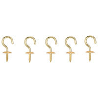 ProSource Cup Hook, 11/32 in Opening, 3.2 mm Thread, 1-1/4 in L, Brass, Brass