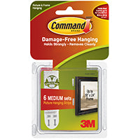 Command 17204 Picture Hanging Strip, 3 lb/set, Foam, White