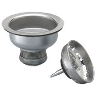 Plumb Pak PP5411 Basket Strainer with Fixed Post, Stainless Steel, For: 3-1/2 in Dia Opening Kitchen Sink