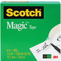 Scotch Magic 810 Office Tape, 1296 in L, 3/4 in W, Acetate Backing