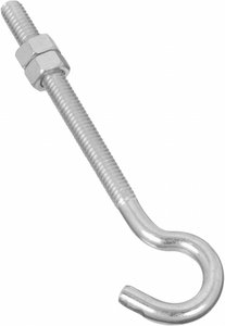 National Hardware 2162BC Series N221-689 Hook Bolt, 5/16 in Thread, 5 in L, Steel, Zinc, 100 lb Working Load