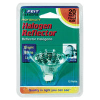 Feit Electric BPBAB Halogen Bulb, 20 W, GU5.3 Lamp Base, MR16 Lamp, 3000 K Color Temp, 3000 hr Average Life