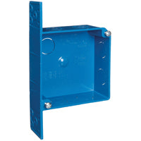 Carlon A521DE Outlet Box, 2 -Gang, 7 -Knockout, PVC, Blue, Bracket Mounting