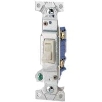 Eaton Wiring Devices 1303-7W Toggle Switch, 15 A, 120 V, Polycarbonate Housing Material, White